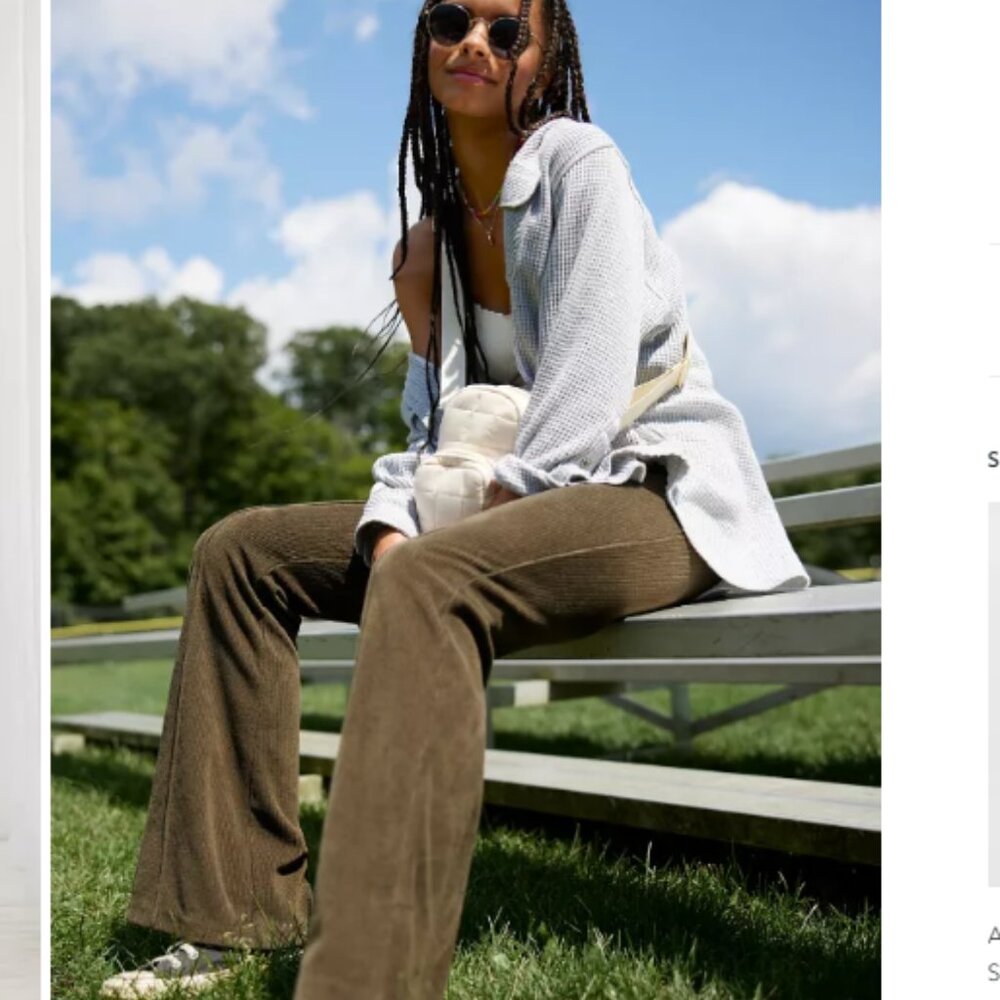 Aerie Groove-On Rib Velour Flare Pant
